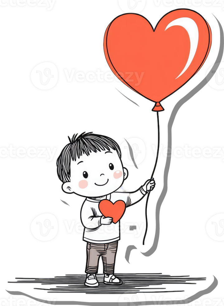 Happy Child Holding Heart Balloon Love png