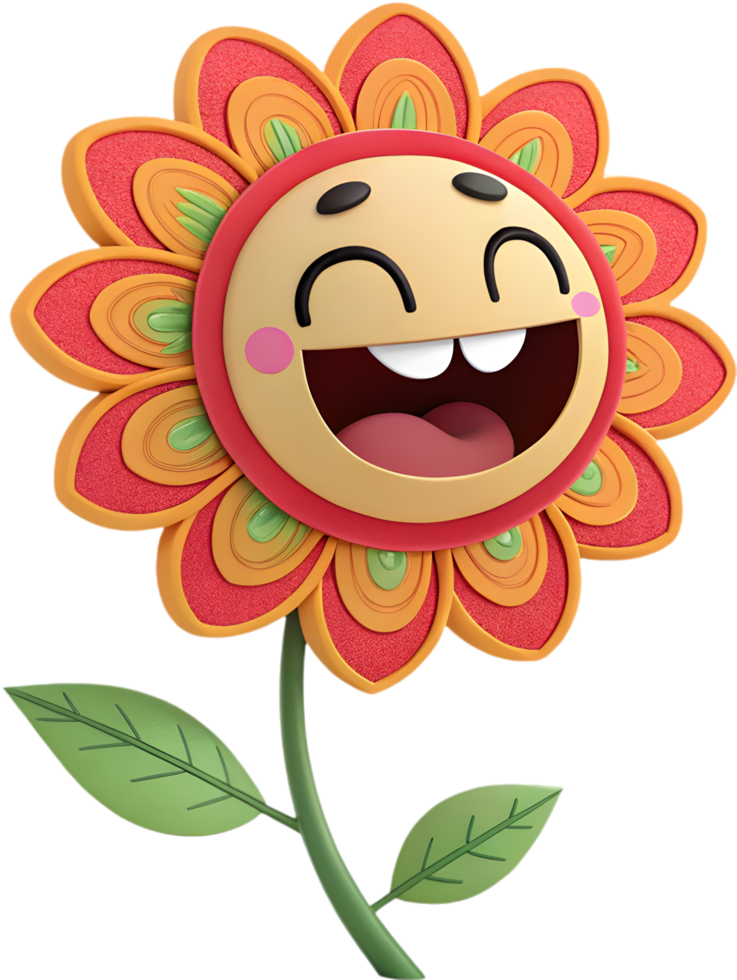 Playful cartoon flower clipart with bright and fun design for celebration projects. . png