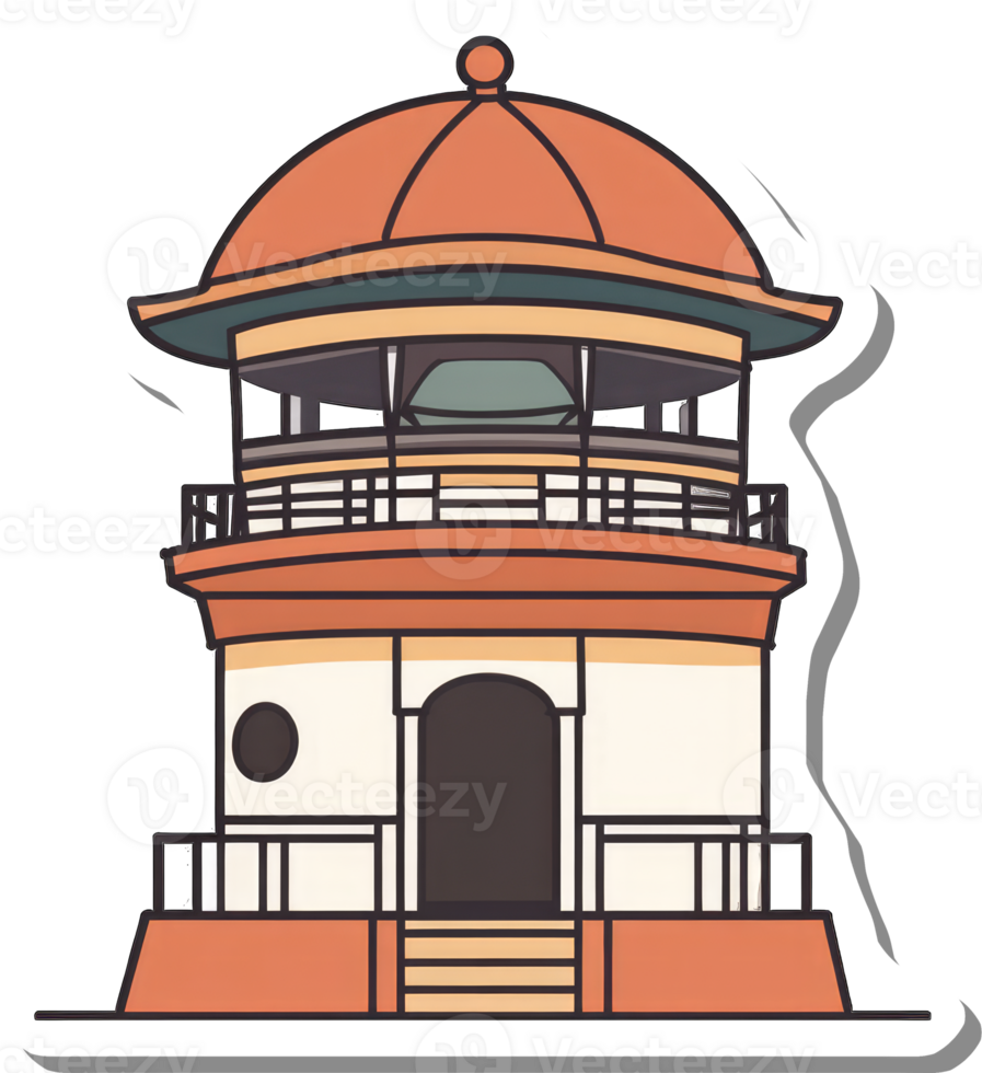 Illustrated depiction of a coastal observation tower png