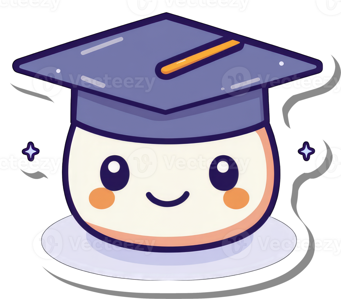 Cute Cartoon Character Wearing Graduation Cap png