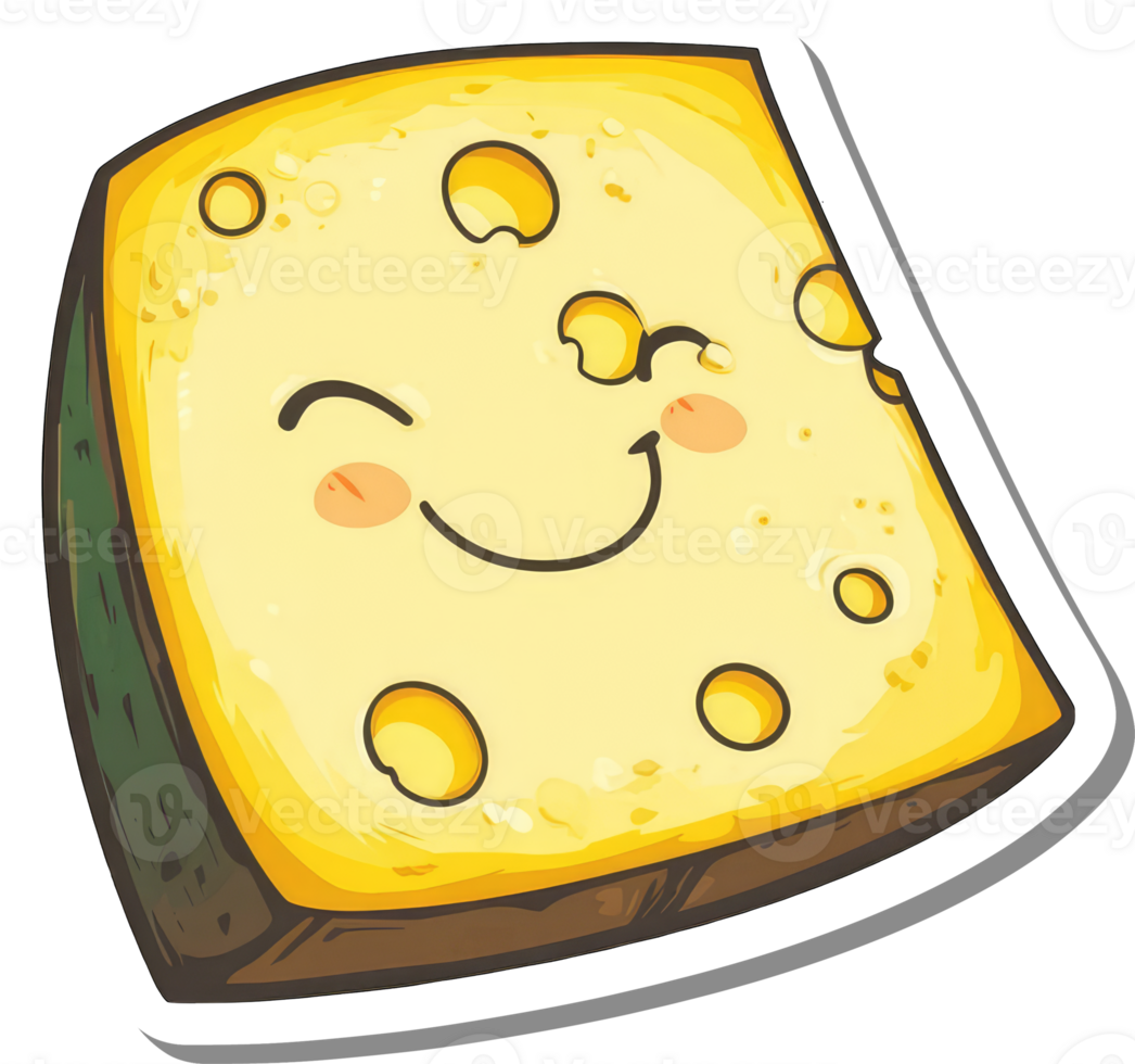 Happy Smiling Cheese Wedge Cartoon Illustration png