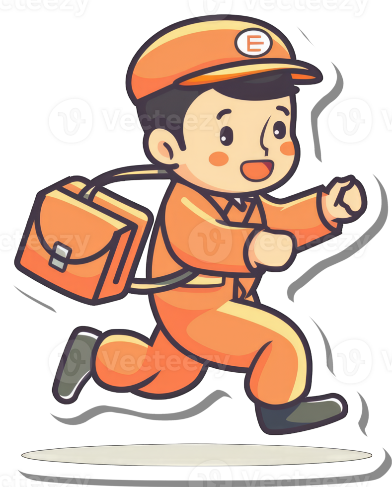 A Happy Orange Uniformed Boy Running With A Bag png