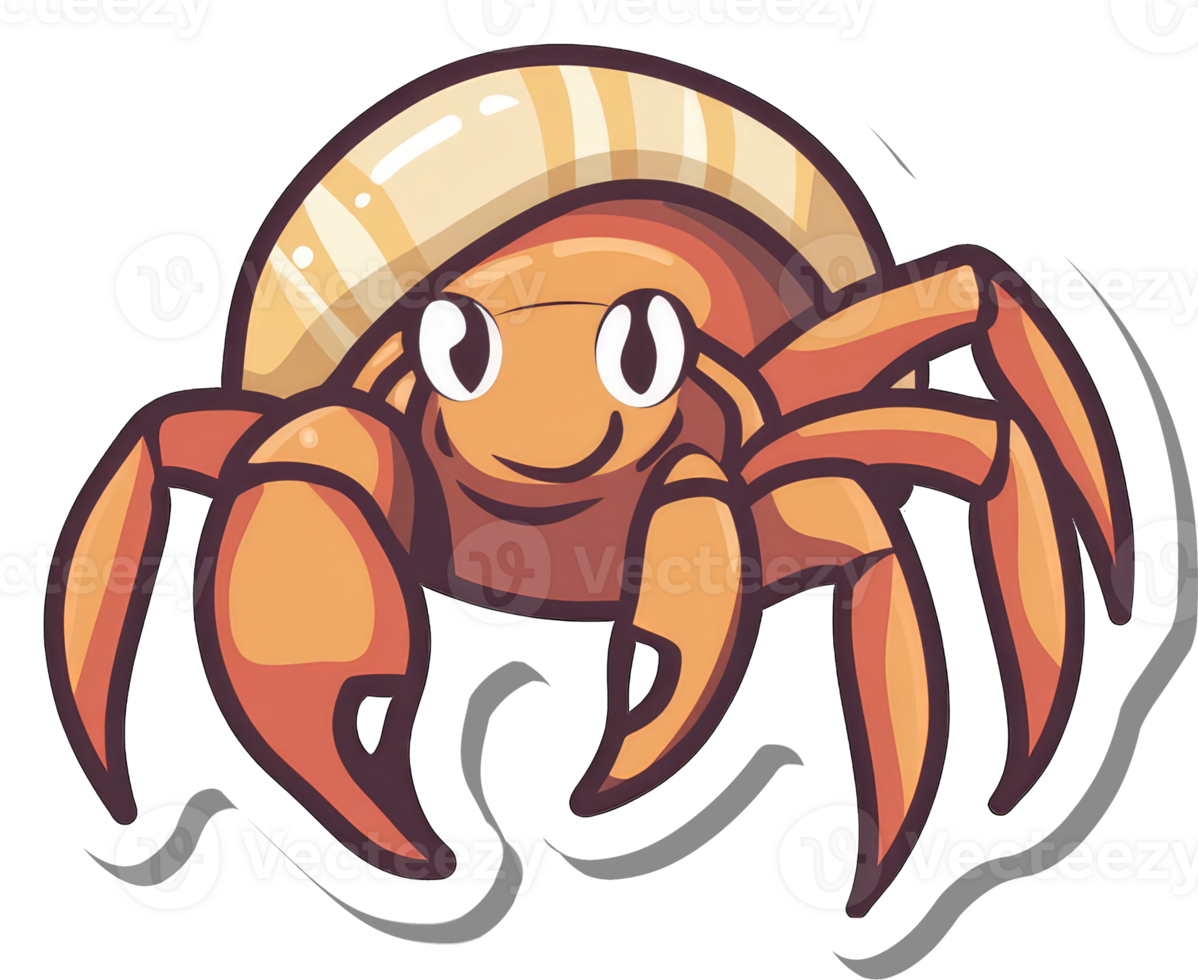 A Happy Cartoon Hermit Crab in its Shell png