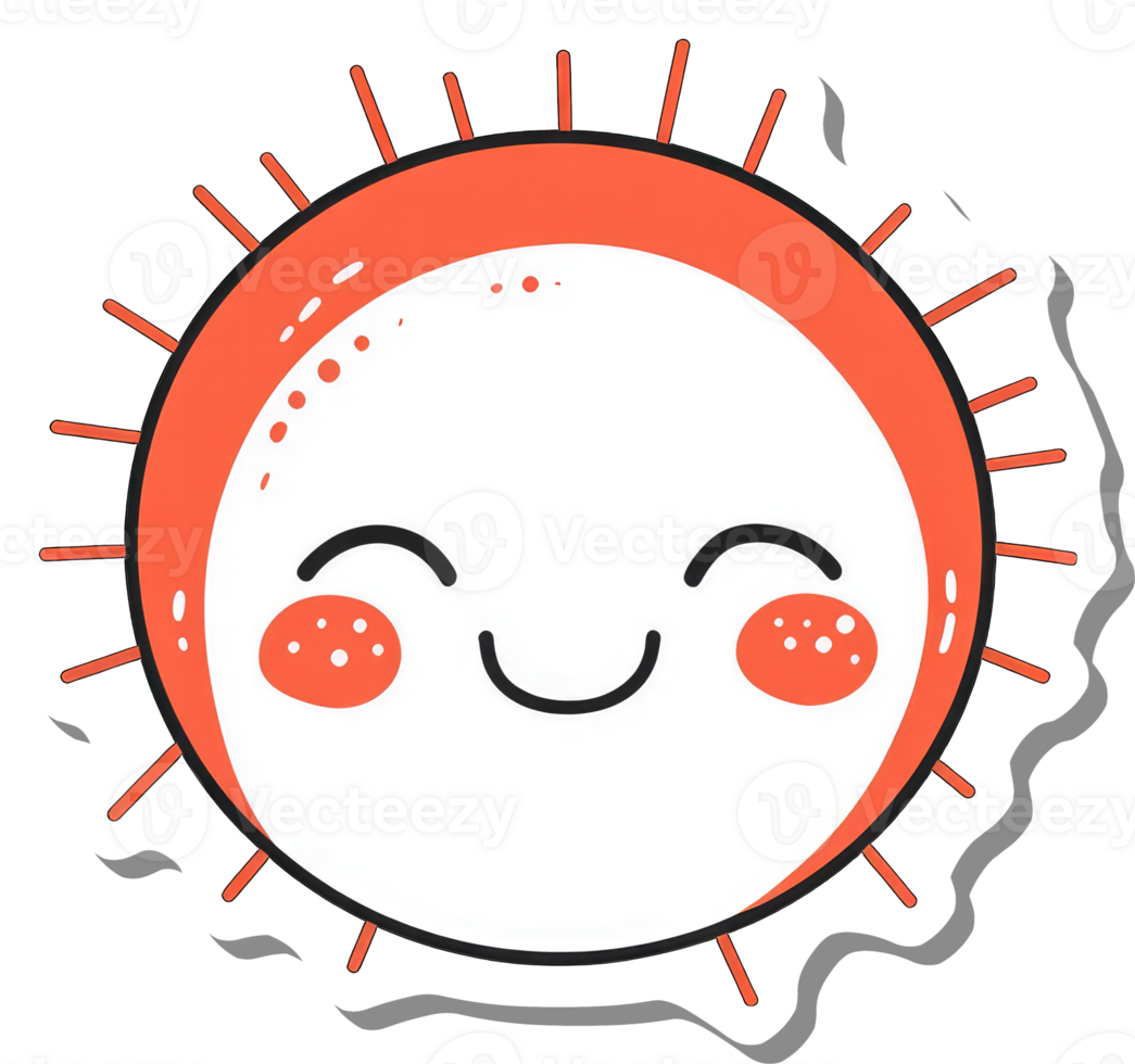 Happy Smiling Cartoon Sun with Rays png