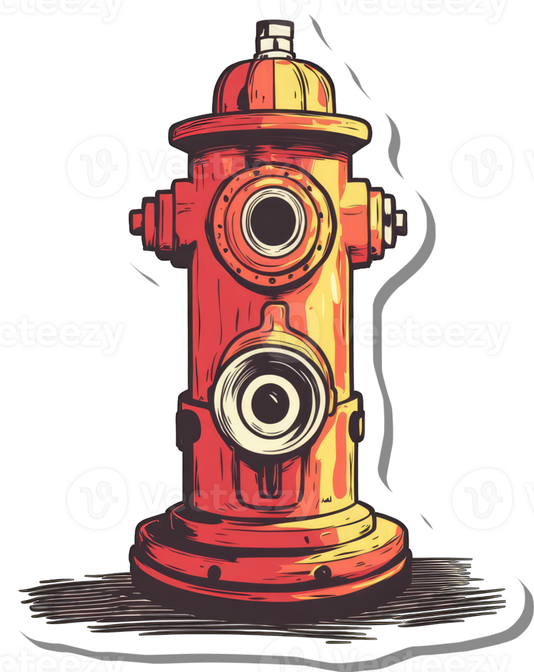 A vibrant illustration of a classic red fire hydrant png