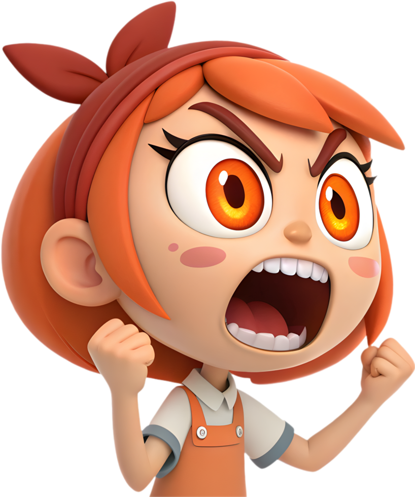 Fun and lively cute girl with sweet facial expressions, perfect for designs, . png