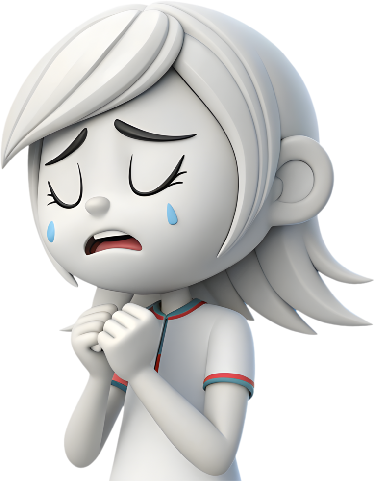 Animated cute girl with exaggerated joyful expressions in lively animation, . png