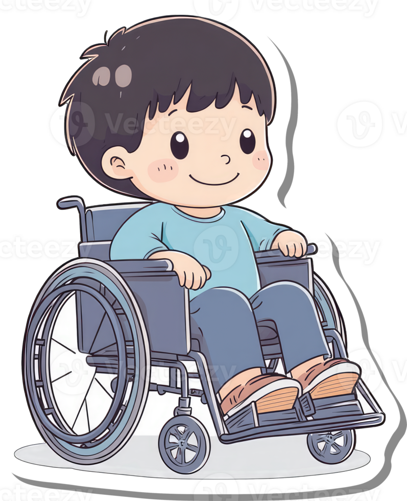 Happy Boy Sitting in Wheelchair Smiling Cheerfully png