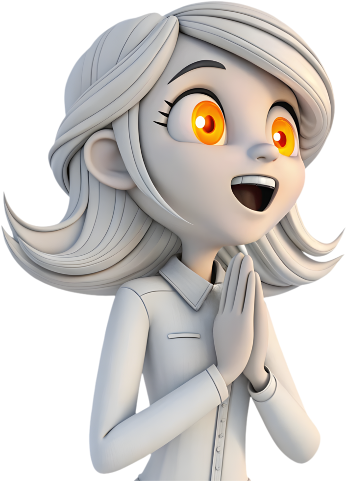 Expressive animated girl with a joyful, playful design, . png