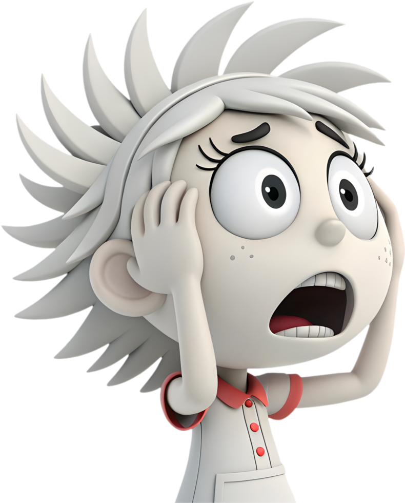 Adorable cute girl with fun-filled animated expressions for clipart, . png