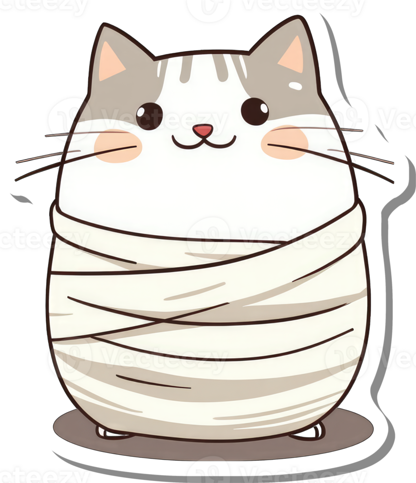 Adorable Mummy Cat Wrapped In Soft Bandages png