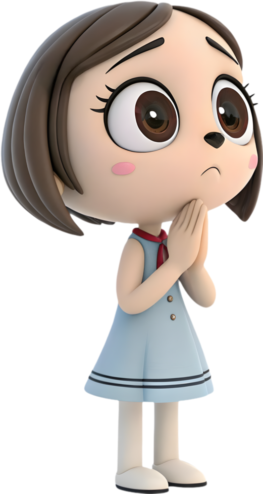 Playful and expressive cute girl perfect for animated design, . png
