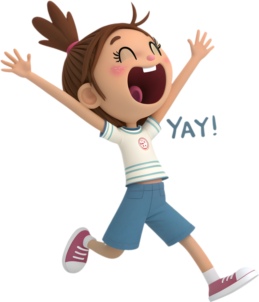 Expressive cute girl for lively designs and joyful illustrations, . png