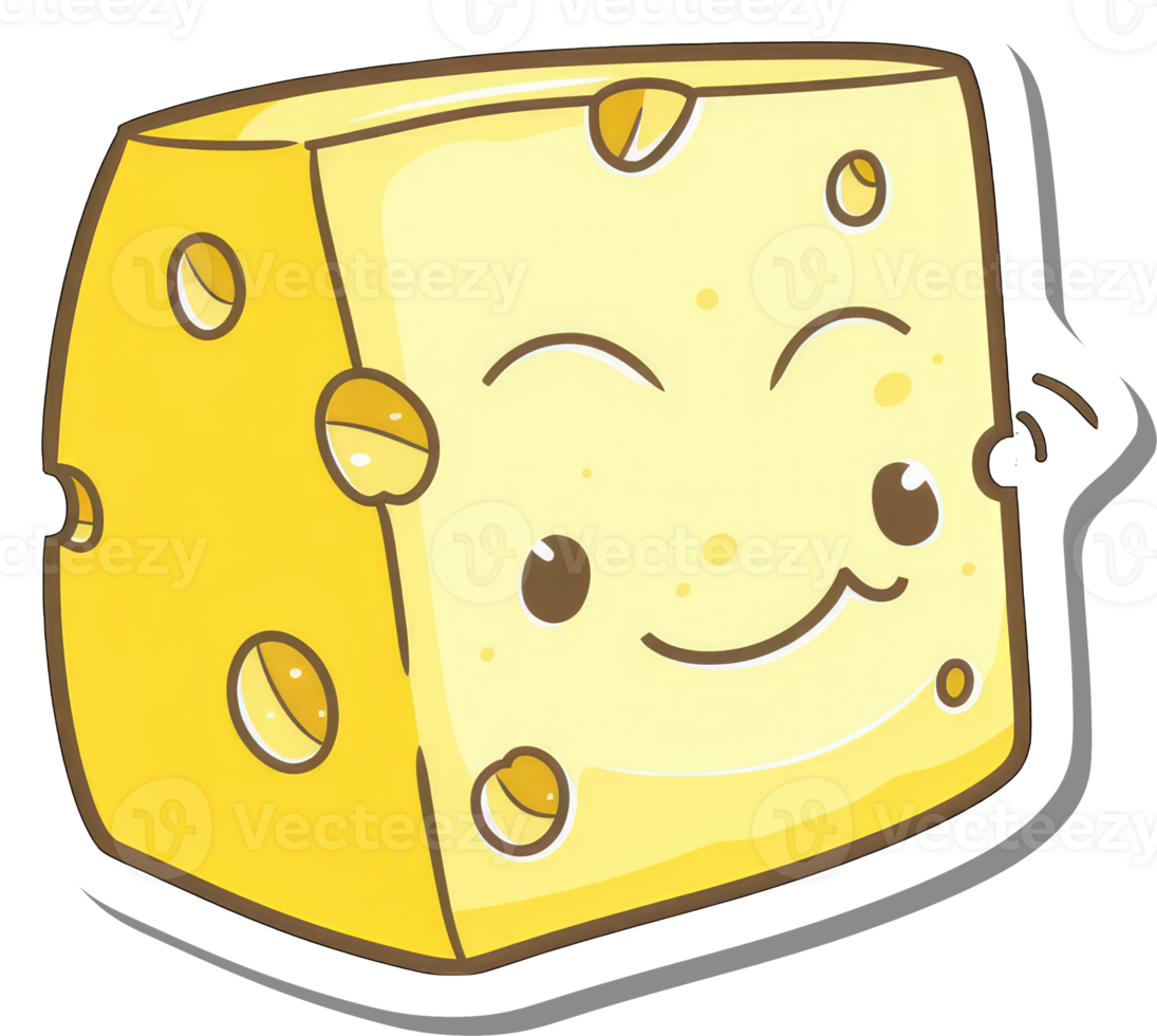A happy cartoon cheese cube smiles playfully png