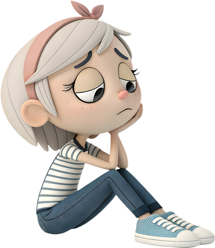 Sweet and animated cute girl with joyful expressions for your illustrations, . png