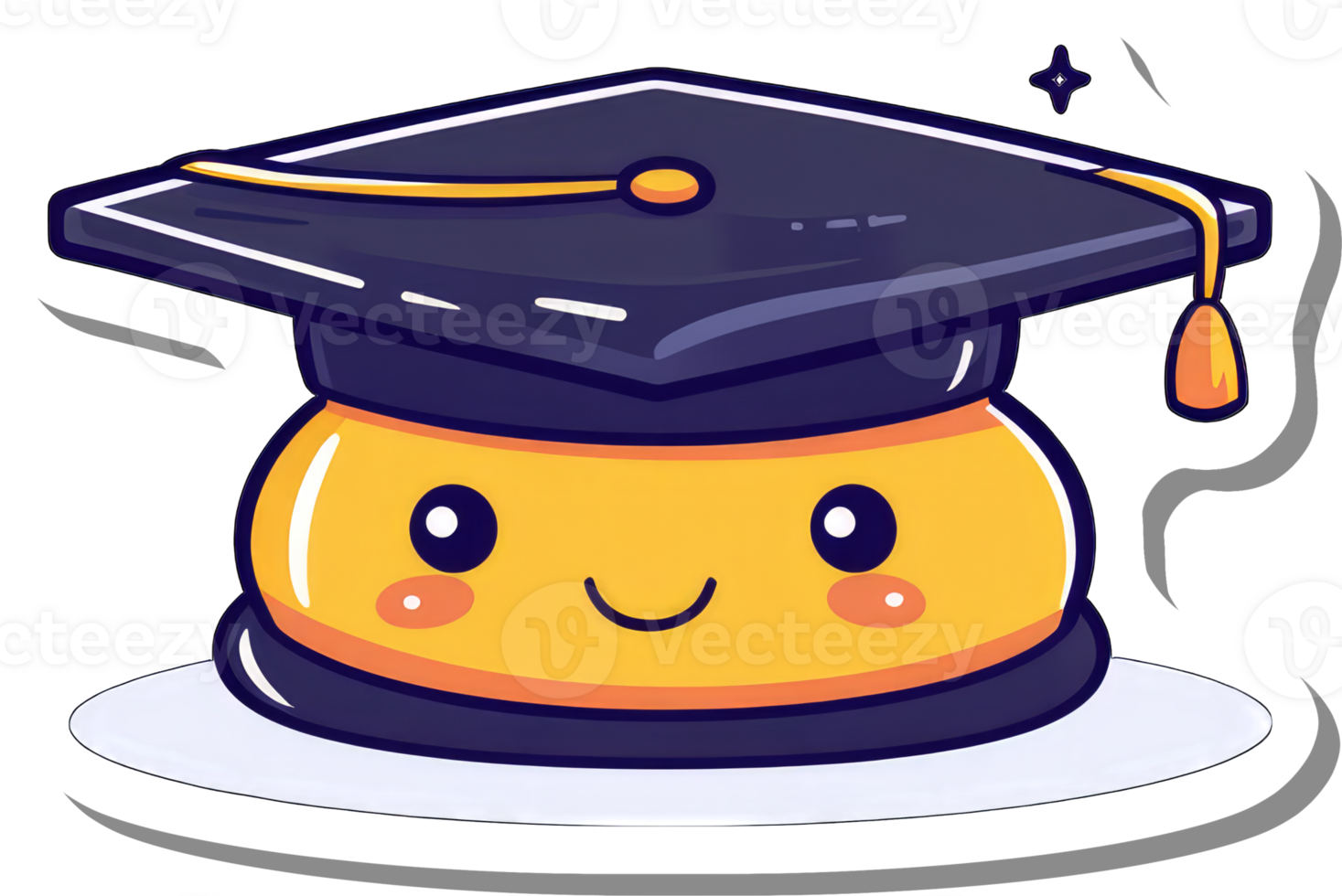 A Happy Cute Character Wearing A Graduation Cap png