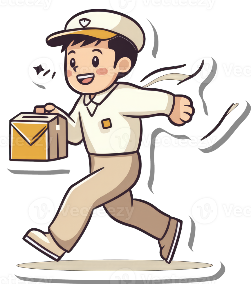 A Happy Mailman Runs Quickly Delivering Mail png