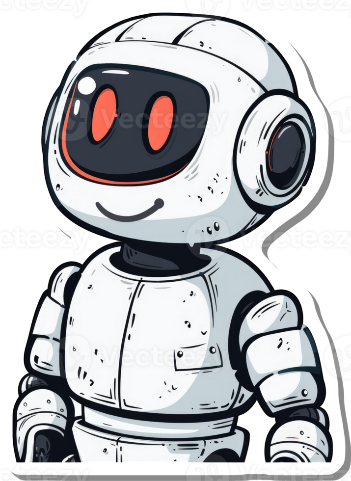 A Friendly White Robot Character Design png