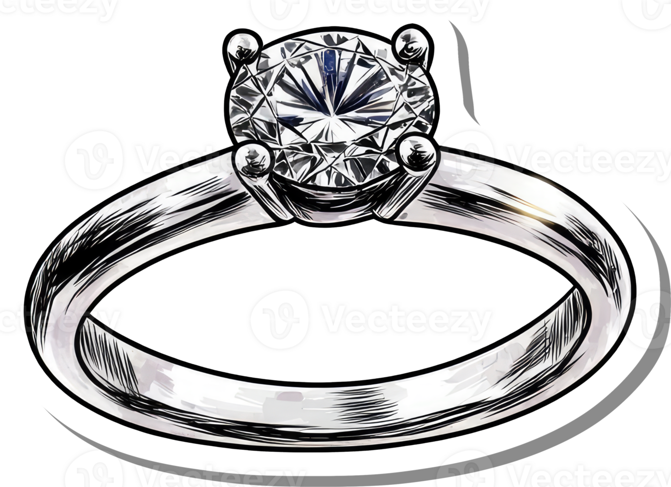 Solitary Diamond Engagement Ring Illustration png