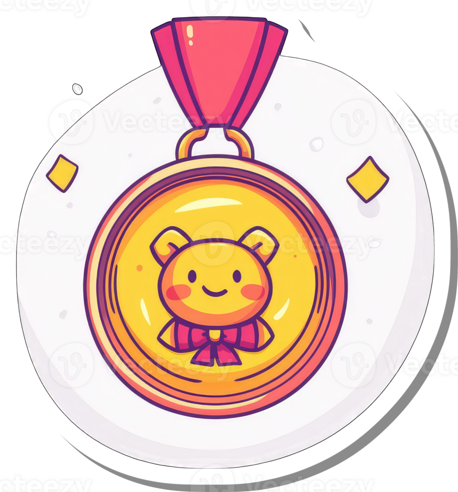 Golden Medallion Featuring A Cute Smiling Bear png