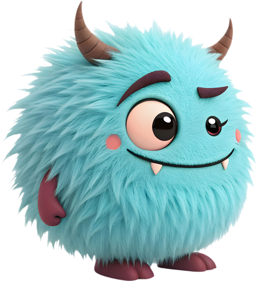 Playful monster showing hilarious emotions and funny faces. . png