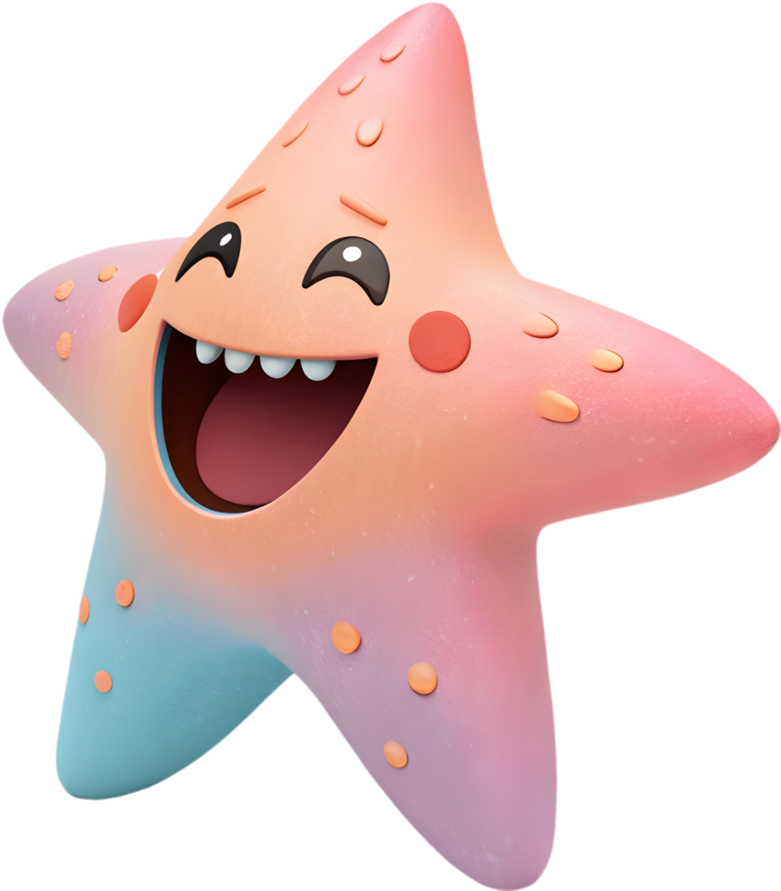 Quirky animated monster with funny expressions and smiles. . png