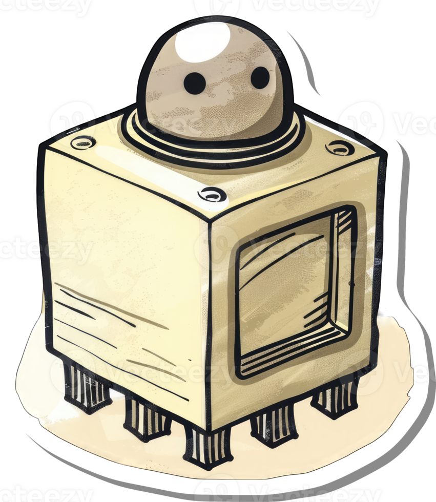 A Cute Beige Robot With A Round Head png