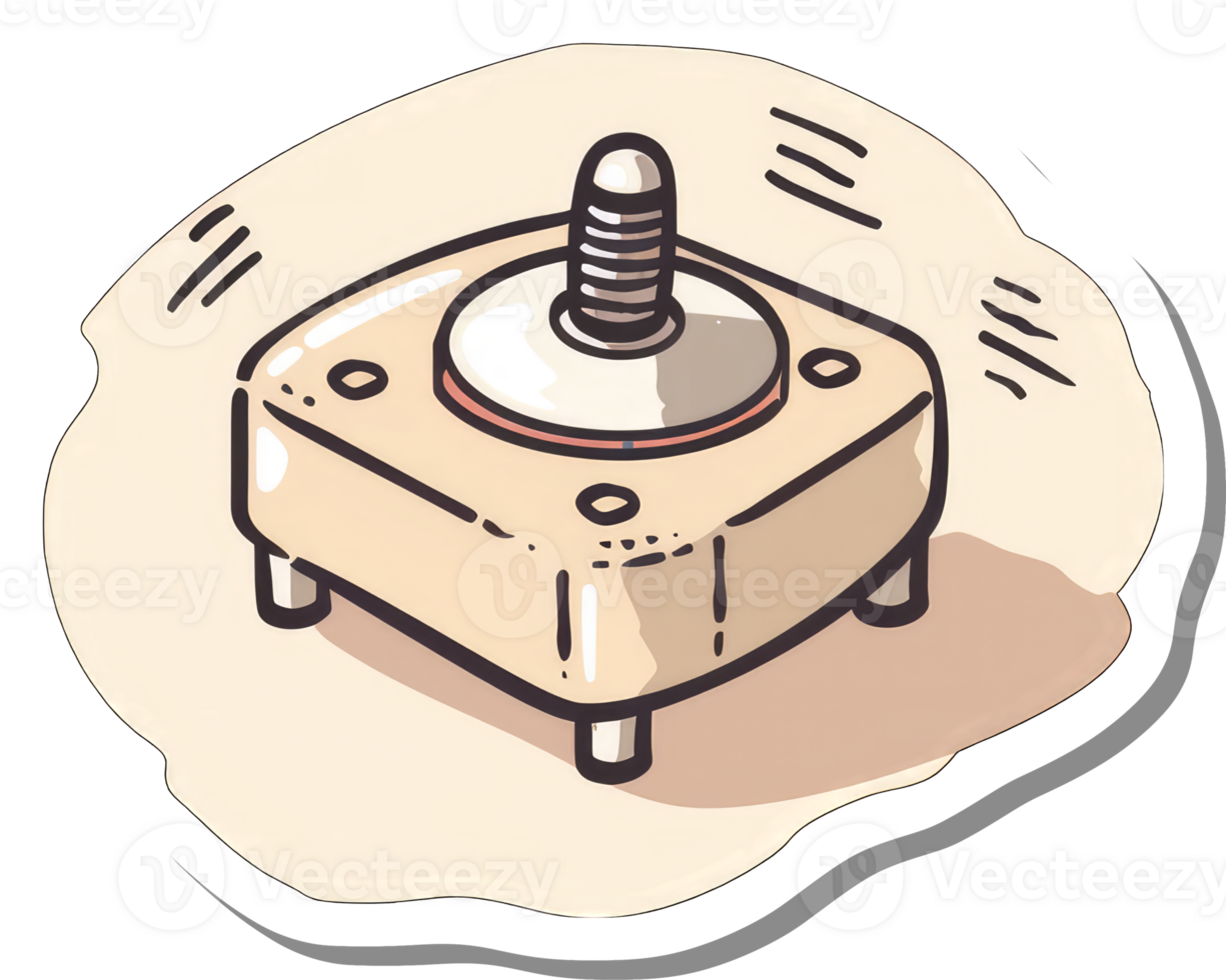A Beige Square Mechanical Device with a Central Screw png
