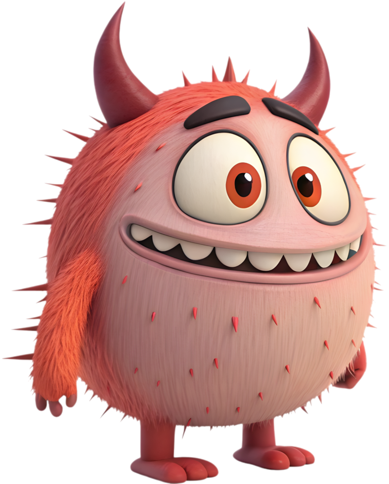 Quirky and animated monster making funny, goofy faces. . png