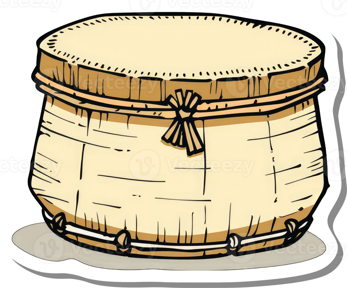 A Simple Drawing Of A Traditional Wooden Drum png