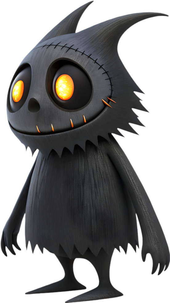 Funny cartoon monster with a hilarious expression and joyful mood. . png