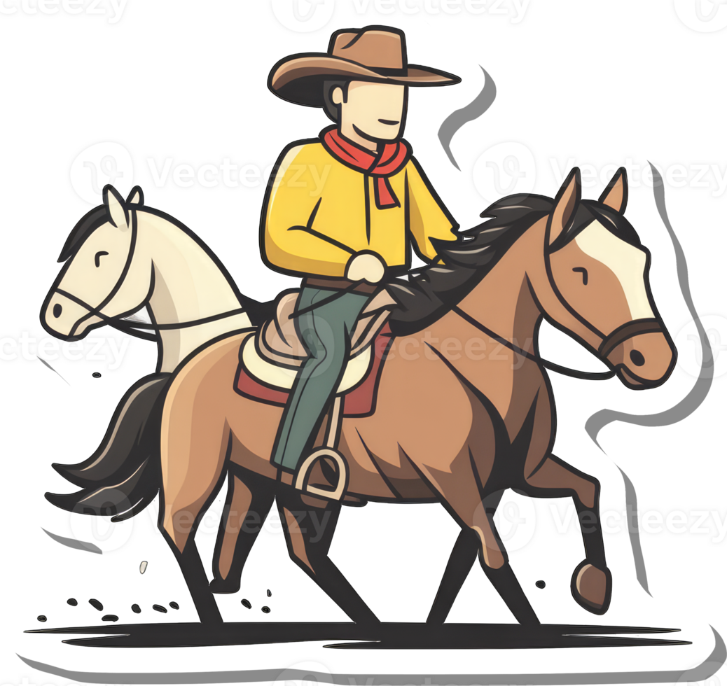 Cowboy Riding Horses Across Open Plains png