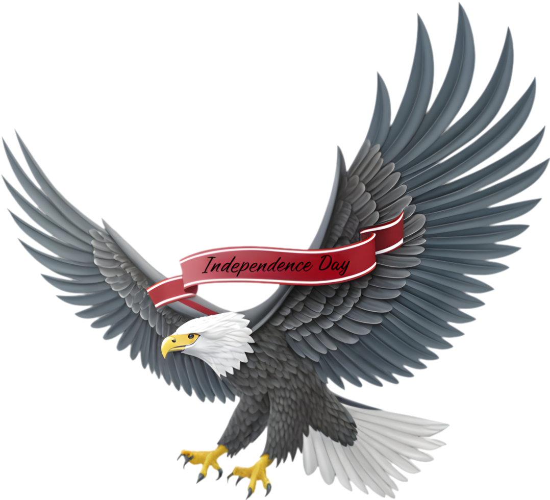 Bald eagle flying as a symbol of strength, freedom, and pride. . png