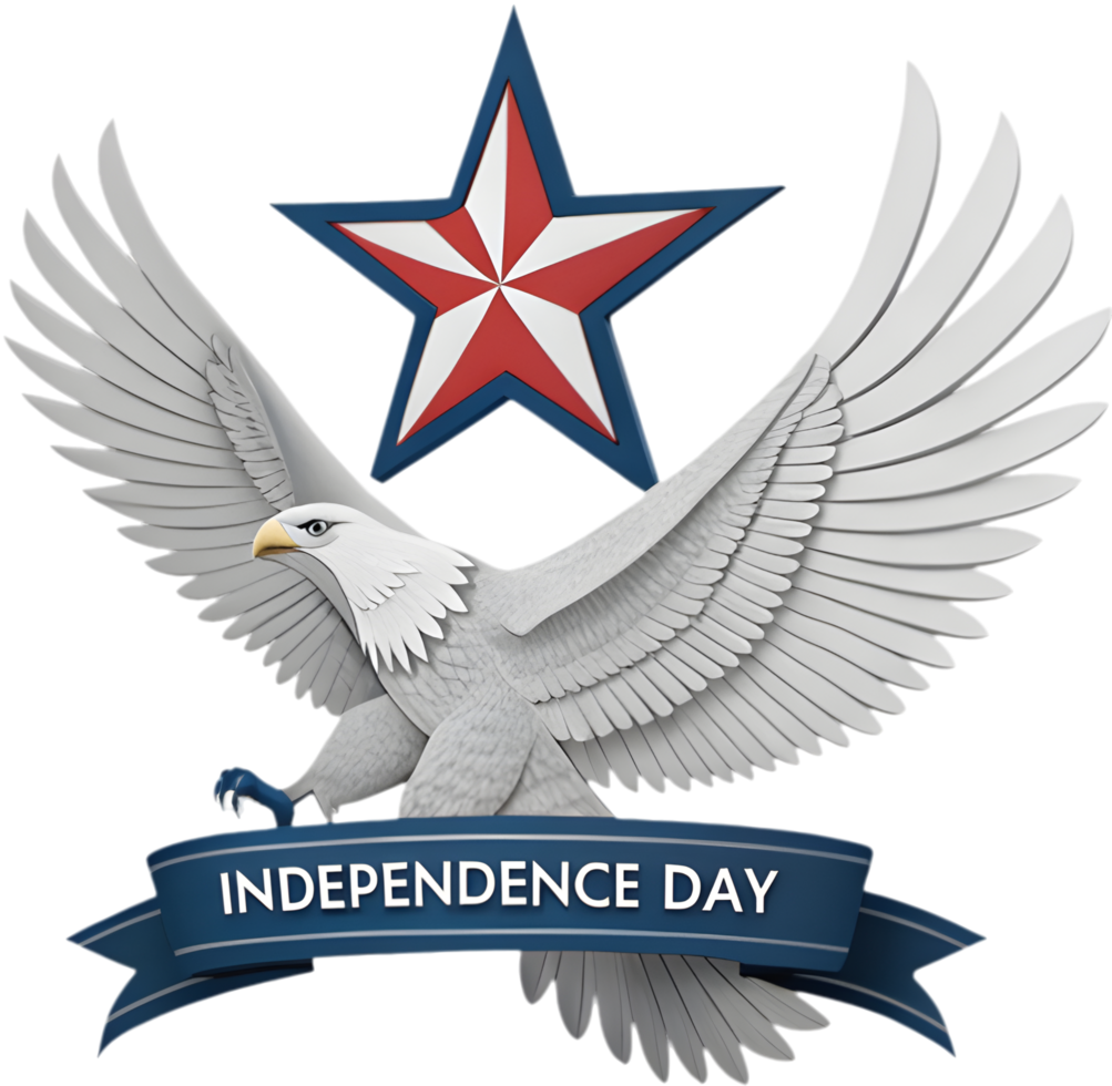 Majestic bald eagle logo soaring above the American flag design. . png