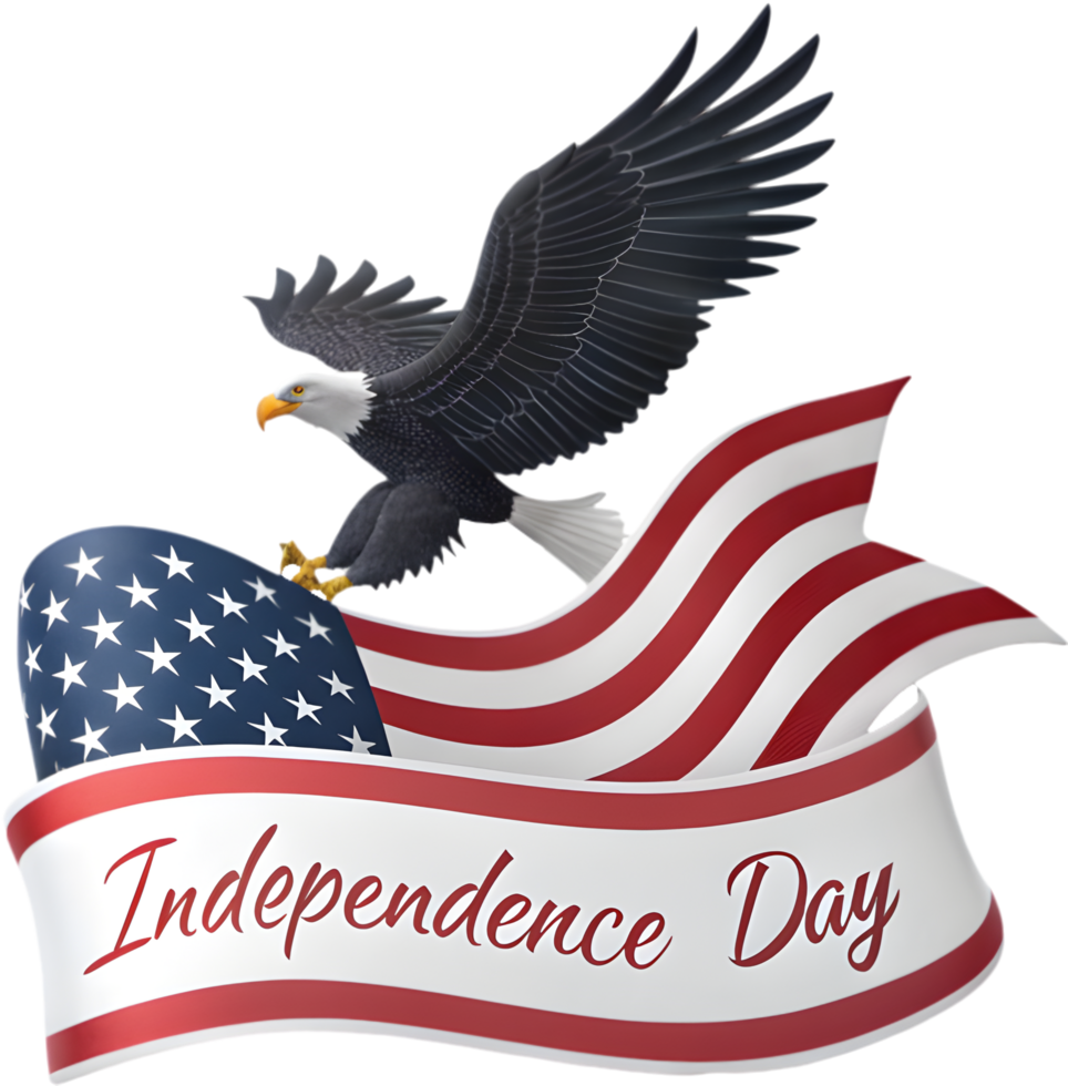 Bold bald eagle soaring through the skies for American symbols. . png
