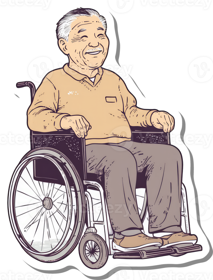 Happy Elderly Man Sitting In A Wheelchair png
