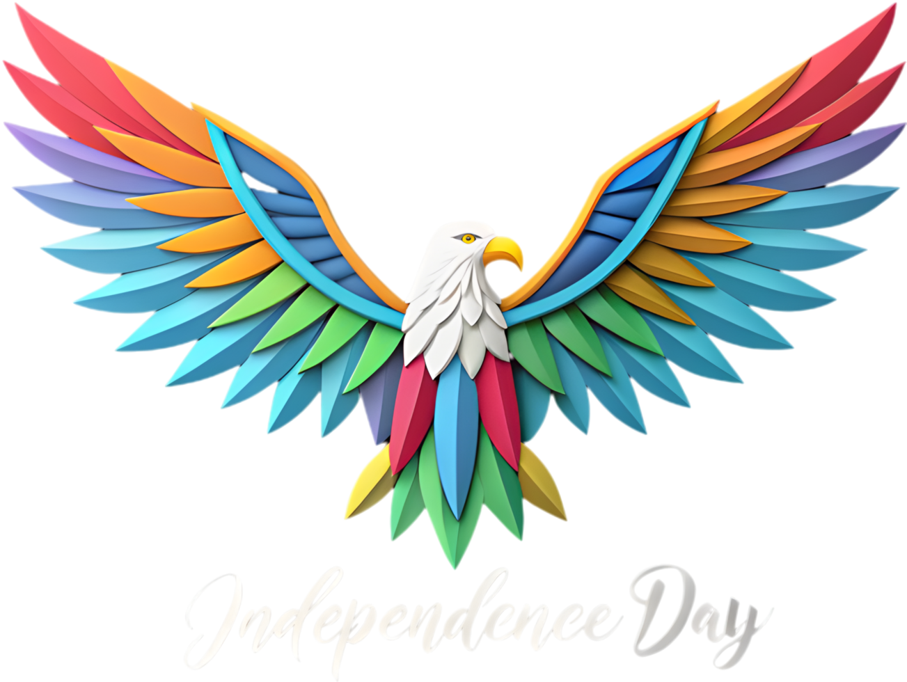 Bald eagle flying proudly in a patriotic American logo design. . png