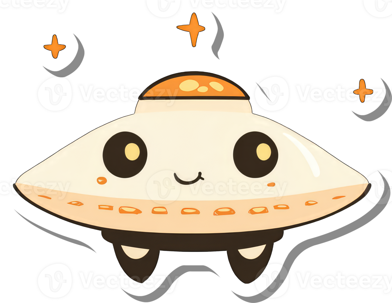 Adorable Cartoon Alien Spaceship Soaring Through Space png