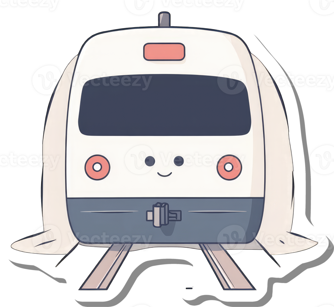 Happy cartoon train covered in a white cloth png