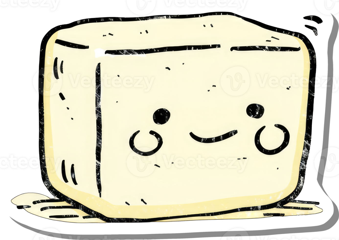 Cartoon Cube Character Smiling Happy Expression png
