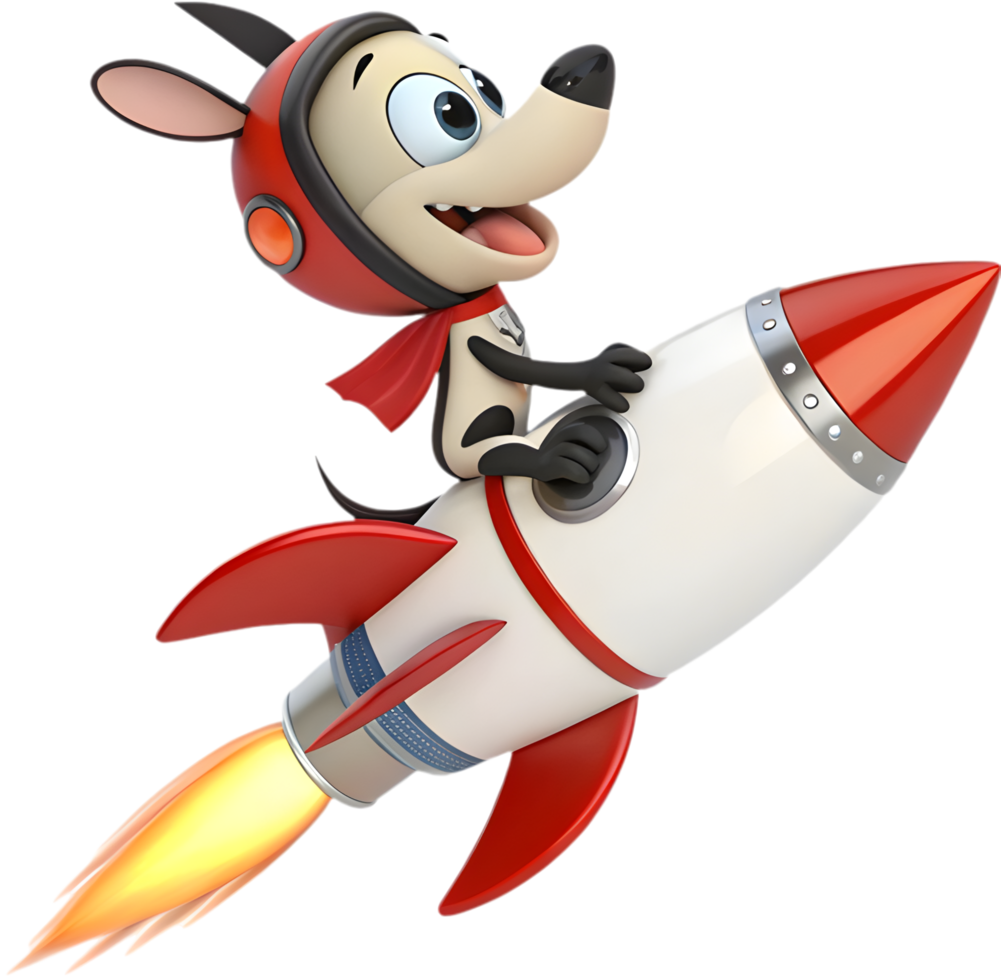 Rocket puppy with space helmet exploring the outer reaches of space. . png