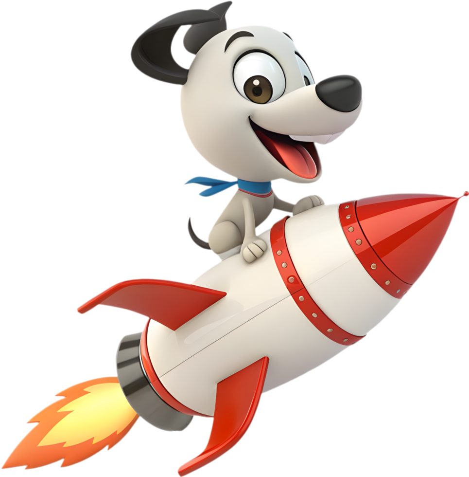 Fun cartoon rocket puppy on an intergalactic mission through space. . png