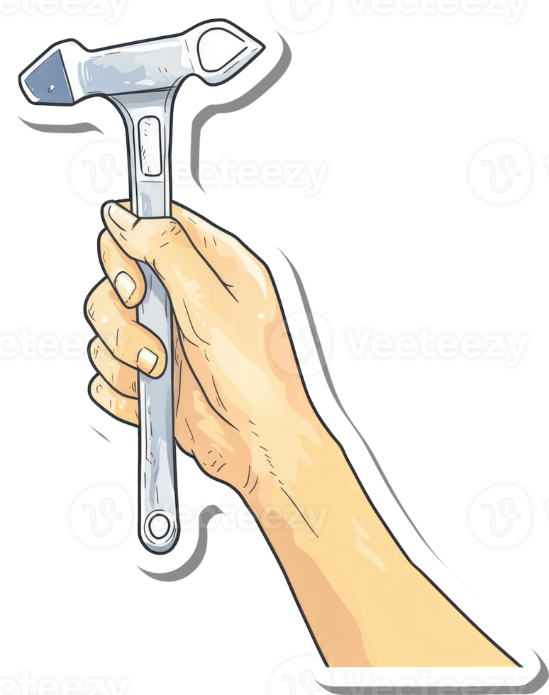 A hand holding a claw hammer tool png