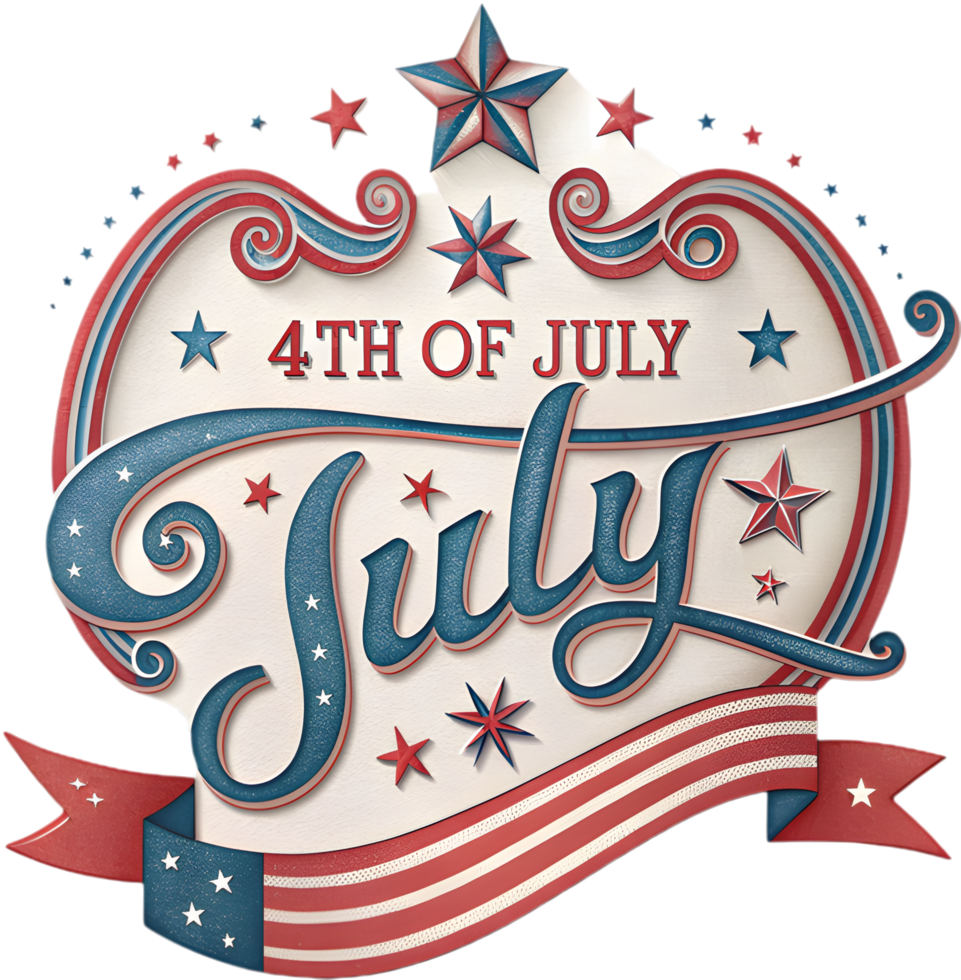 4th of July Independence Day emblem celebrating freedom in America. . png