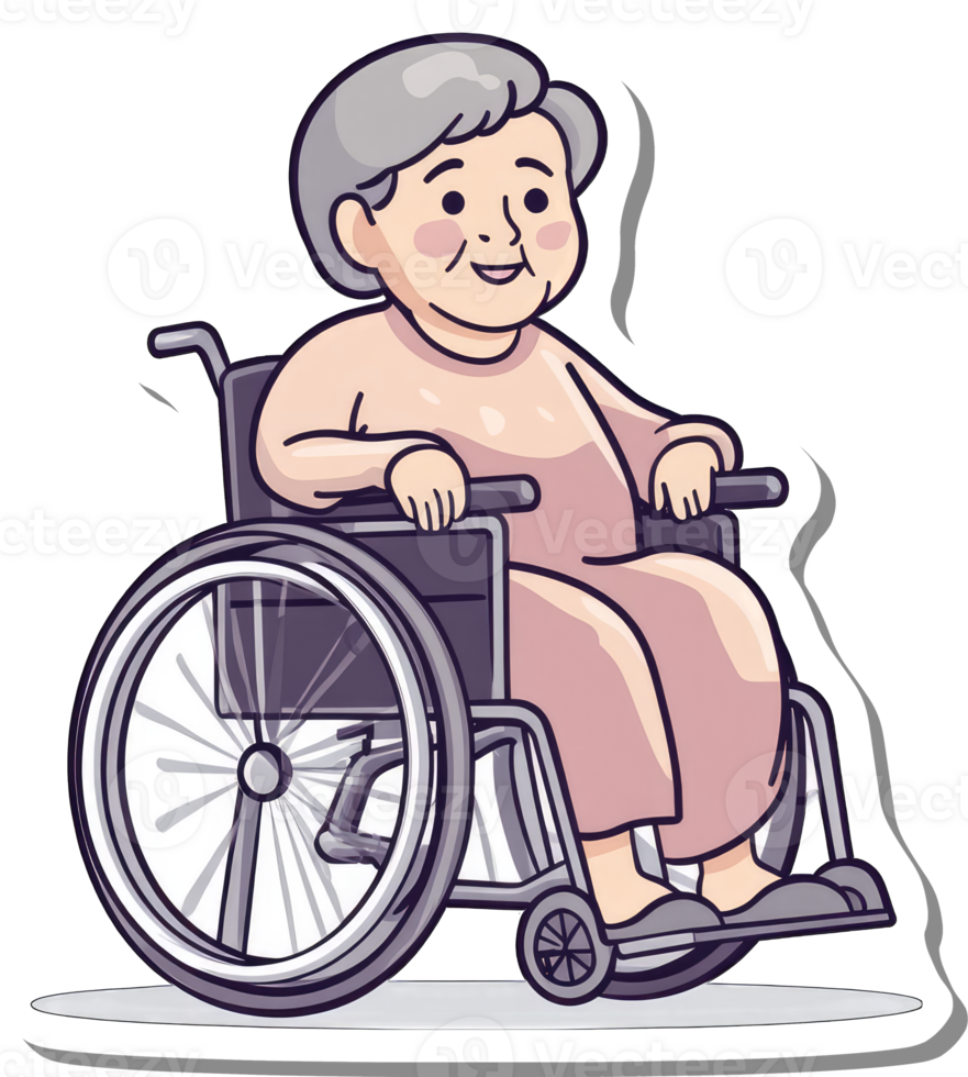Elderly Woman Sitting In A Wheelchair Smiling Happily png