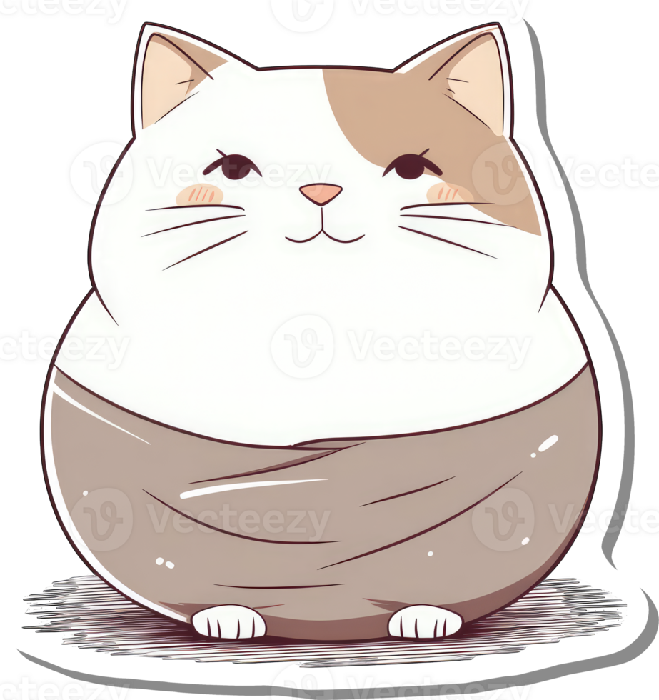 Adorable Chubby Cat Wrapped In A Cozy Blanket png