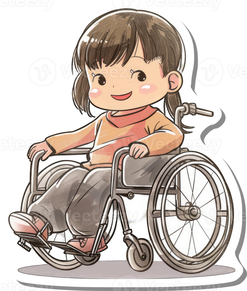 Happy Girl Sitting In Wheelchair Smiling Cheerfully png