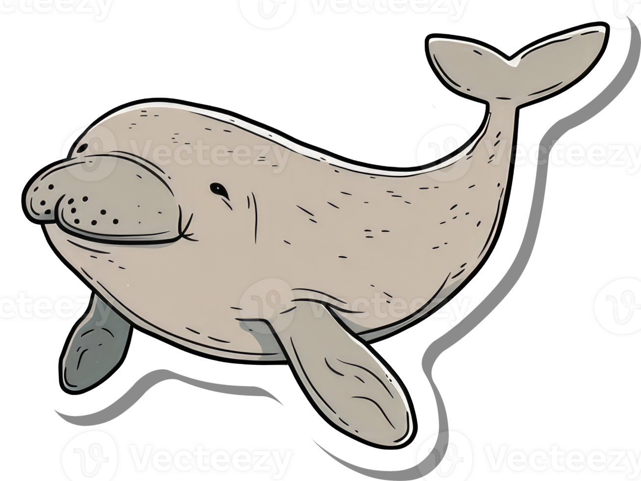 A Cartoon Dugong Swims Gracefully In The Ocean png