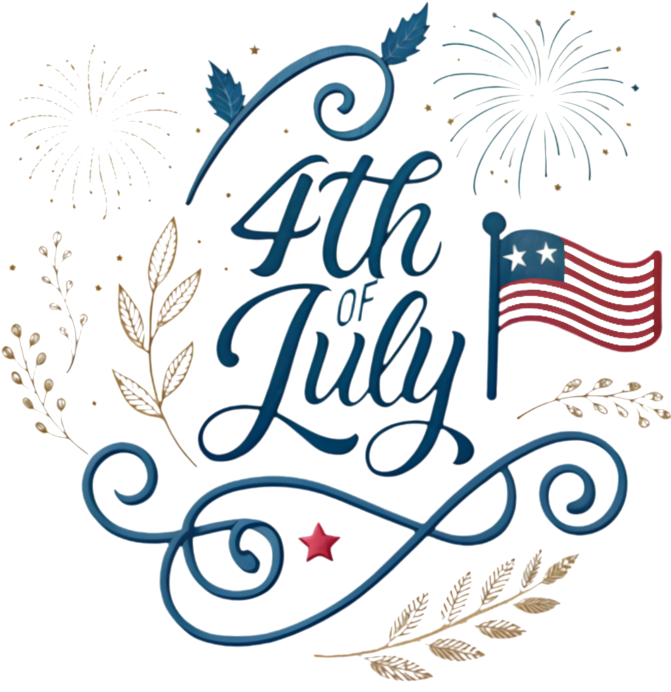 Celebrating the 4th of July with patriotic emblem logo. . png