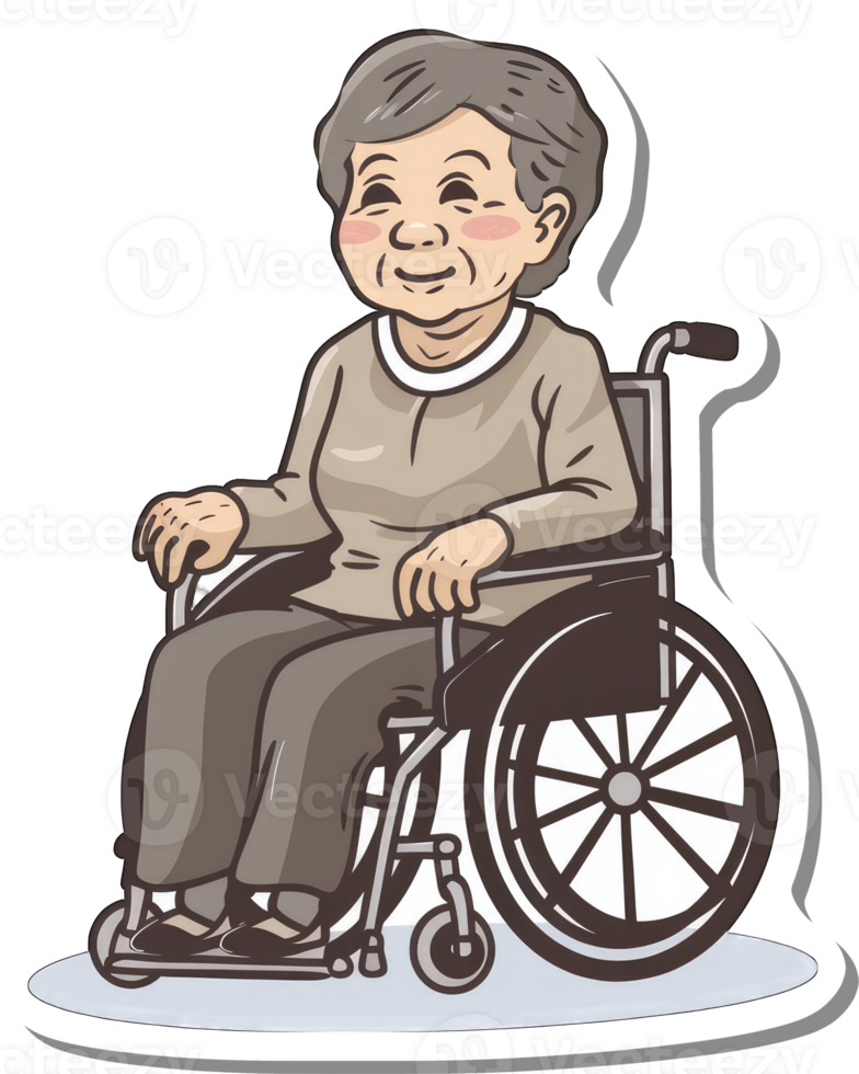 Elderly Woman Sitting In A Wheelchair Smiling png